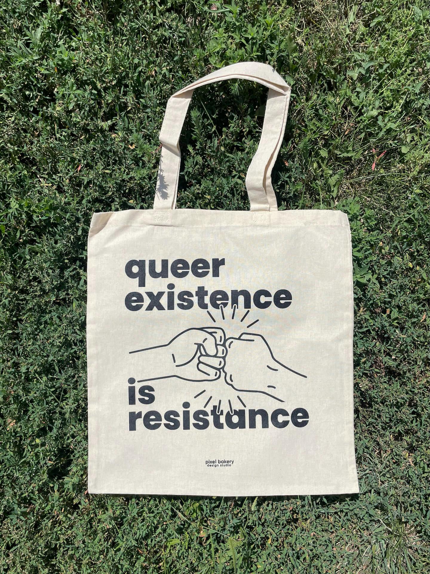pixel bakery Queer Existence Tote Bag